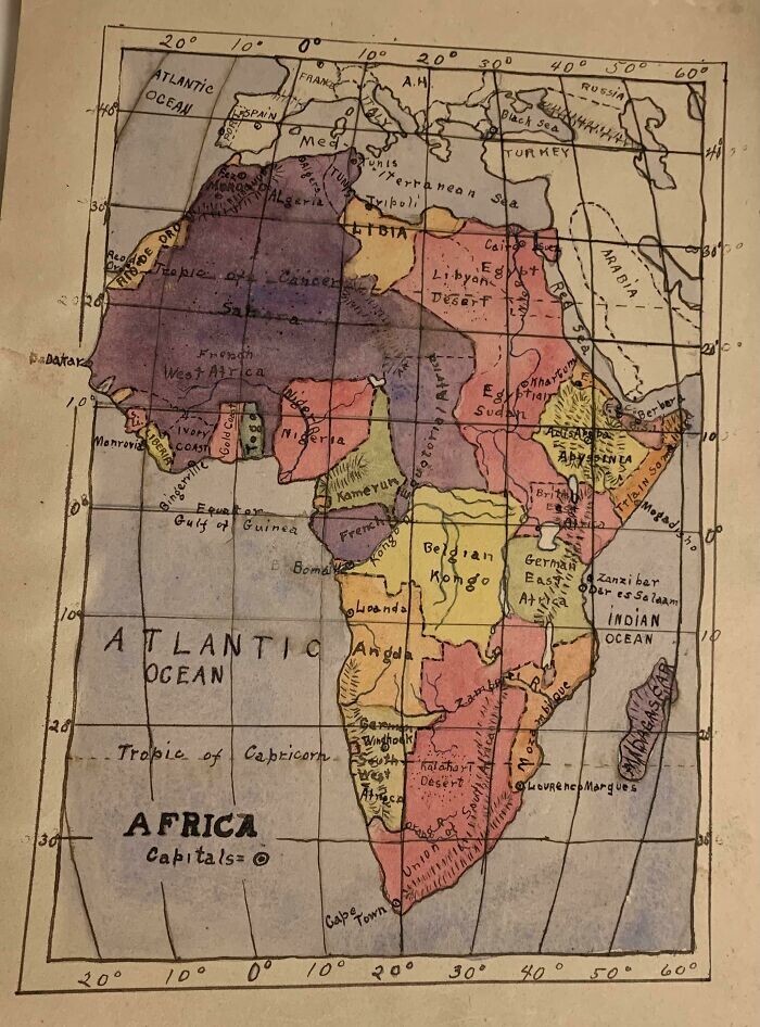7. &quot;Мой дедушка нарисовал эту карту Африки в 1910-х&quot;