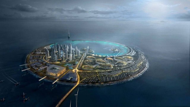 Насыпной остров с небоскребами в Сочи