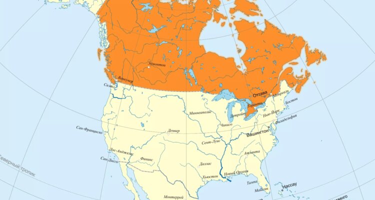 Прямая граница между США и Канадой. На границе США и Канады происходит серьезная путаница. Источник изображения: bigenc.ru. Прямая граница между США и Канадой. На границе США и Канады происходит серьезная путаница. Источник изображения: bigenc.ru. Фото.